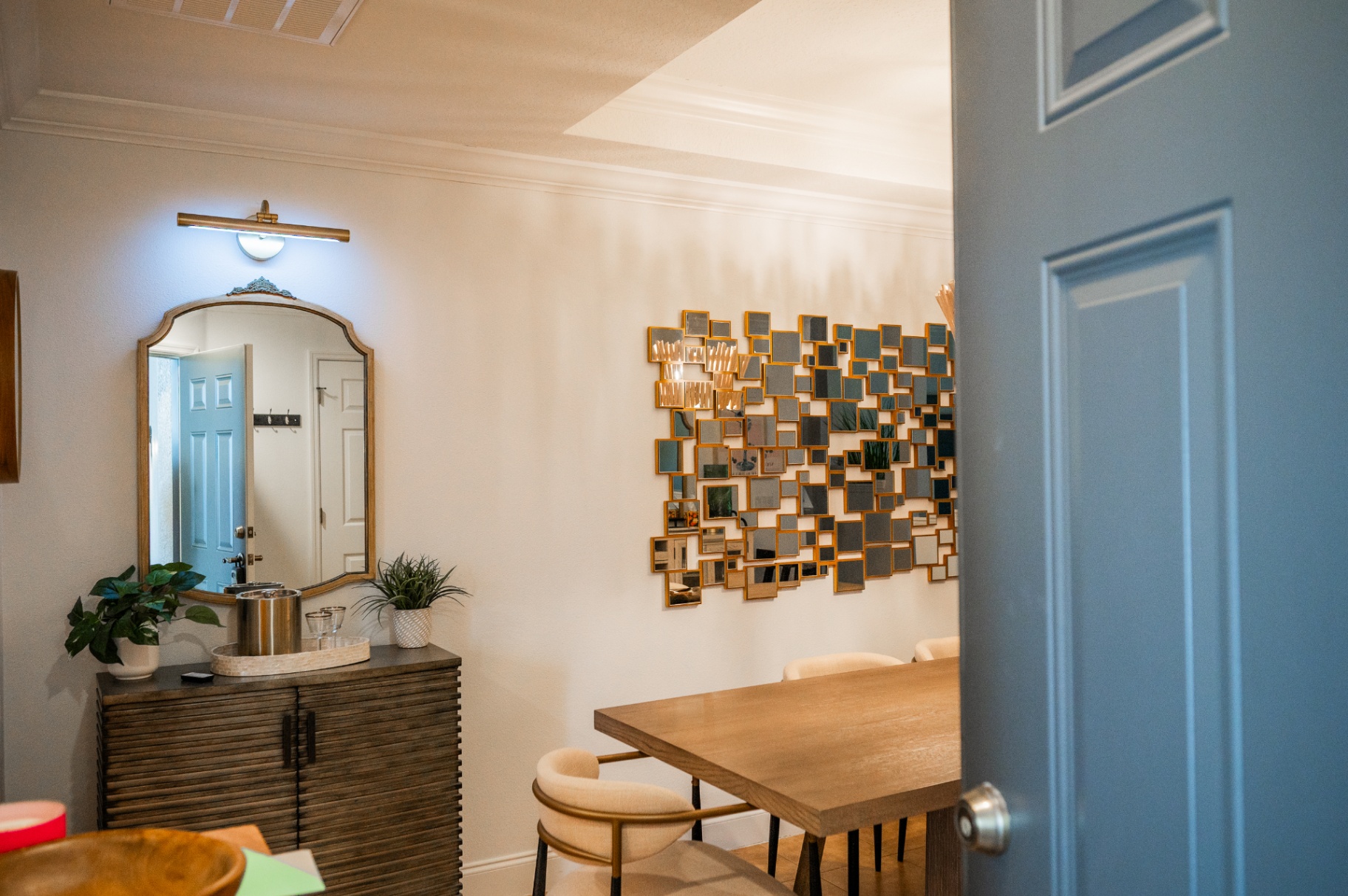 Dining area seen from the front entry of the home
